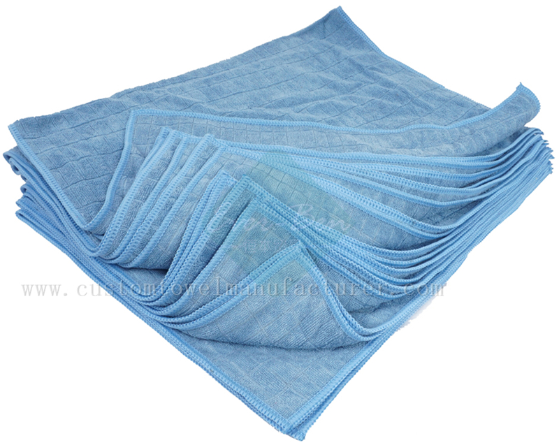 China Bulk Custom streak free glass cleaning cloth Manufacturer Custom Blue Microfiber Glass Towels Supplier